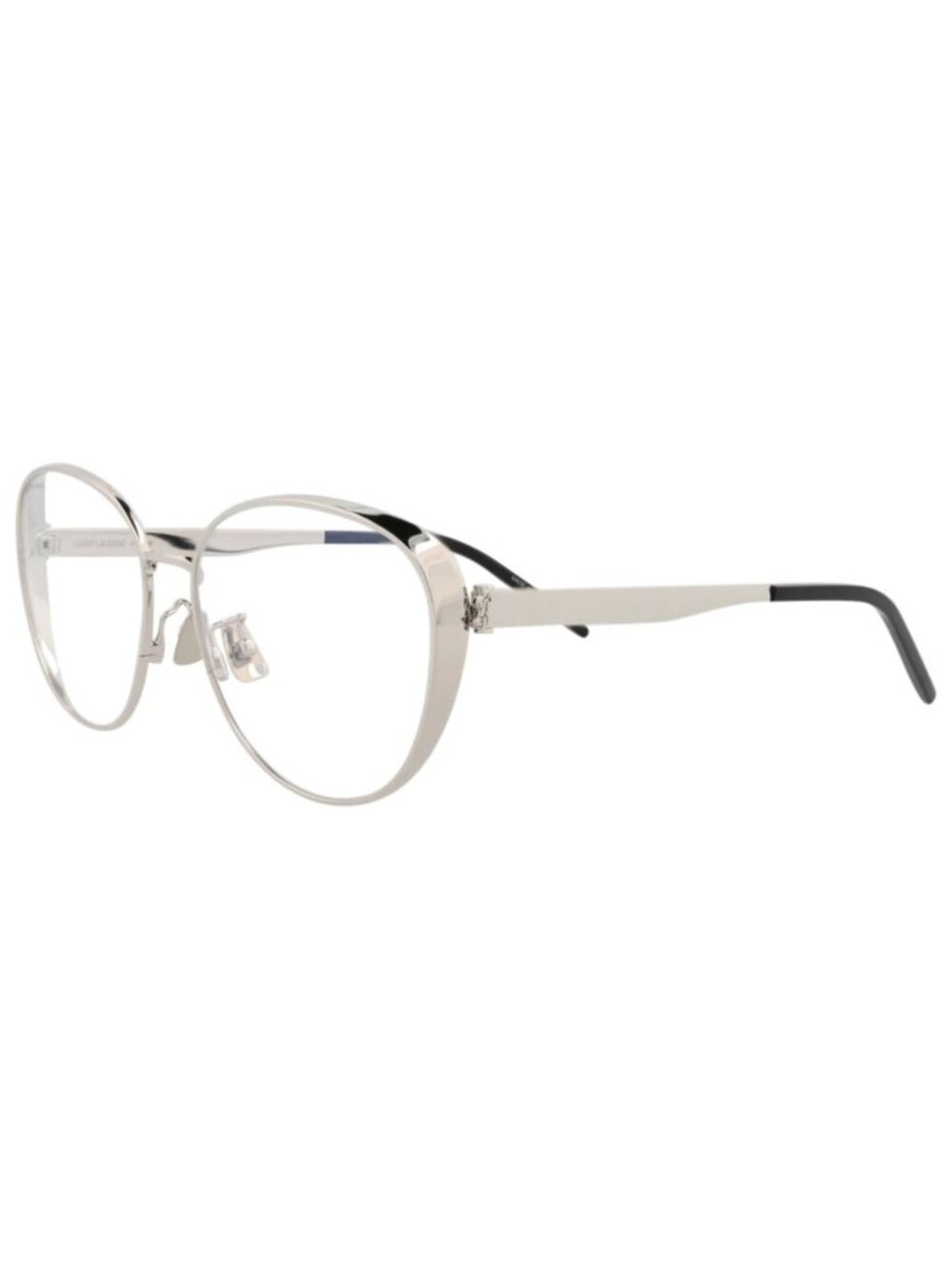 New Saint Laurent Women's Eyeglasses Round Oval Metal Frame Silver Silver Eyewe